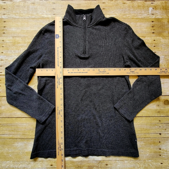 Chaps Ralph Lauren Men's Quarter Zip Houndstooth Sweater in Grey Size Sz Small - Picture 5 of 5